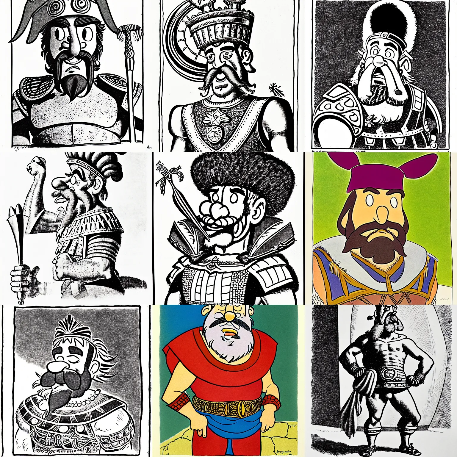 Prompt: portrait of asterix the gaul by al hirschfeld