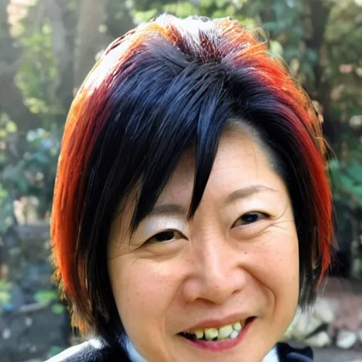 Prompt: Keiko Sofía Fujimori Higuchi with super saiyan hair