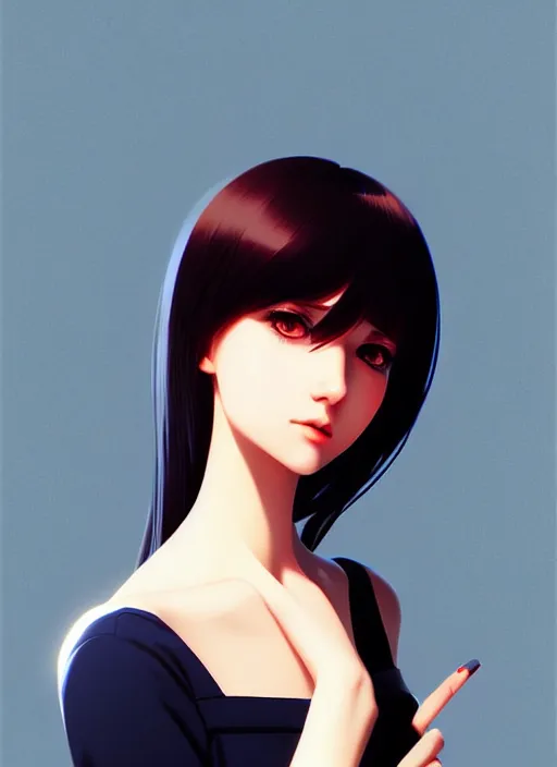 Image similar to a portrait of a pretty young lady by ilya kuvshinov