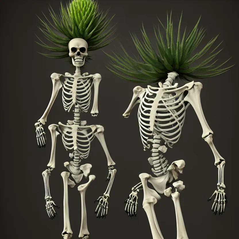 Image similar to a human skeleton slowly transforming into a cactus, matte oil painting, concept art, dnd, clear, crisp, sharp, bones, eldritch succulent, award - winning, extremely detailed, 4 k, 8 k