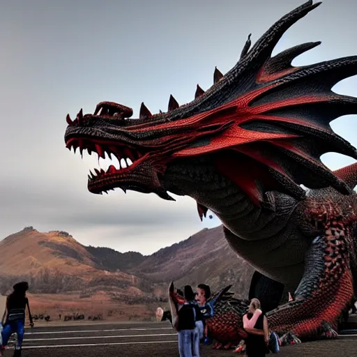 Image similar to <photo quality=hd+ mode='attention grabbing'>an huge dragon</photo>