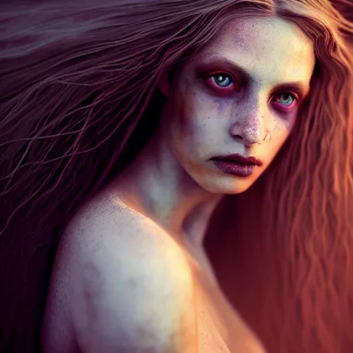 Image similar to photographic portrait of a stunningly beautiful post apocalyptic gothic female in soft dreamy light at sunset, contemporary fashion shoot, by edward robert hughes, annie leibovitz and steve mccurry, david lazar, jimmy nelsson, breathtaking, 8 k resolution, extremely detailed, beautiful, establishing shot, artistic, hyperrealistic, beautiful face, octane render