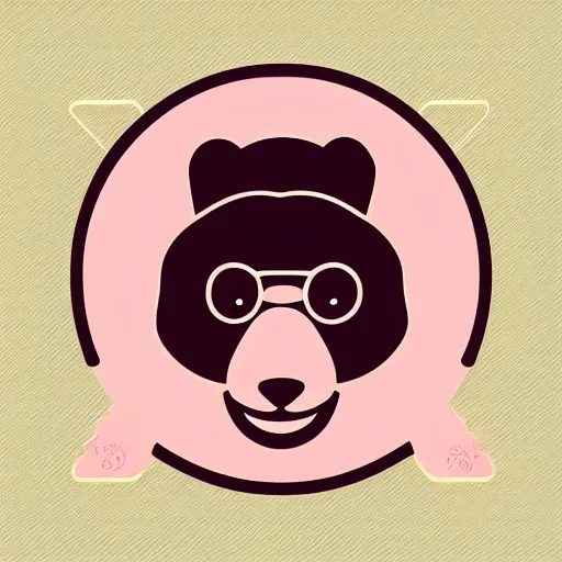 Image similar to a cute pink fluffy vector podcast logo of a streaming bear, golden ratio, iconic, award winning, line art, bold, playful