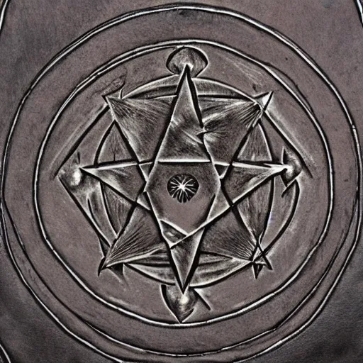 Image similar to alchemical diagram embossed on leather