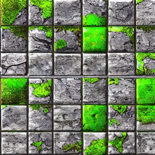 Image similar to digital hand painted tiles textures of a rock bricks with moss, digital art, fantasy, behance, pinterest, deviantart, artstation, design, rpg, detailed, digital art, incredible, digital painting