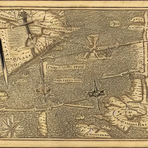 Image similar to photograph of sword engraved medieval map design