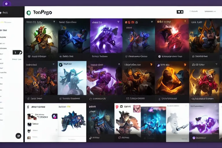 Prompt: plug on twitch channel on dota full ui ux design, trending on behance