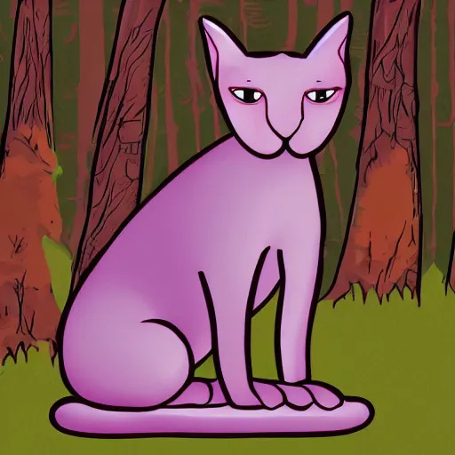 Image similar to a hooded sphynx cat participating in a ritual in a forest, illustration, digital art