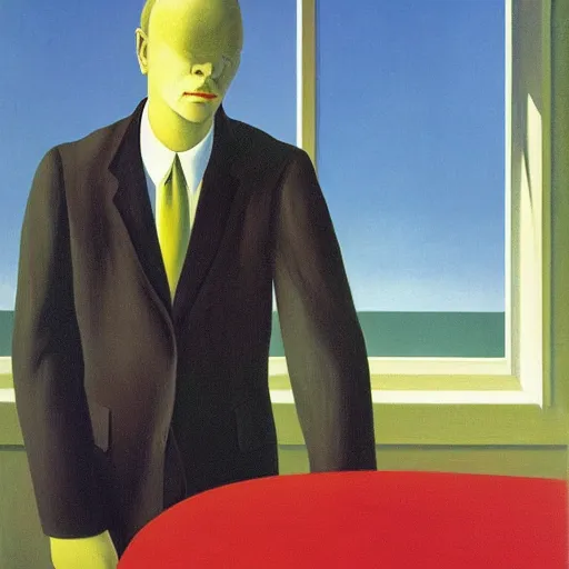 Prompt: Magritte by Edward hopper