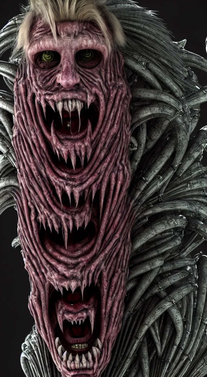 Image similar to gary busey as a monster designed by hr giger, colorful horror video game, sci fi horror,, body horror, unreal engine, octane render, depth of field, cycles render, hd