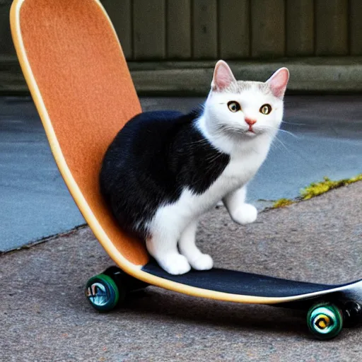 Prompt: a cat on a skateboard