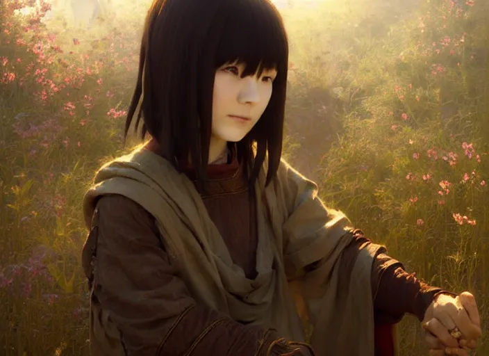 Prompt: lain iwakura from serial experiments lain as medieval peasant in spring wonderful masterpiece highly detailed scifi, beautiful cinematic light deep focus, elegant, digital painting, smooth, sharp focus, golden ratio, dramatic illumination, ultra realistic, 4 k, art by greg rutkowski wlop rossdraws