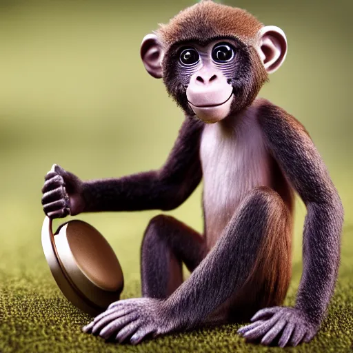 Prompt: photorealistic toy monkey with cymbals