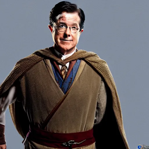 Image similar to stephen colbert as part of the fellowship of the ring