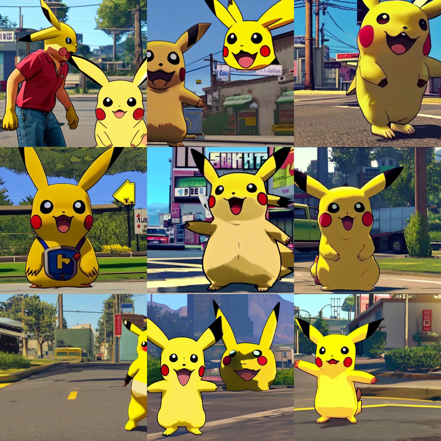 Prompt: pikachu in gta 5