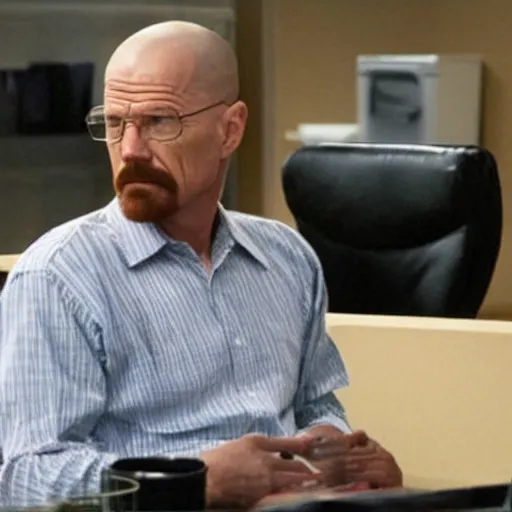 Image similar to the office scene of walter white is dwight schrutte