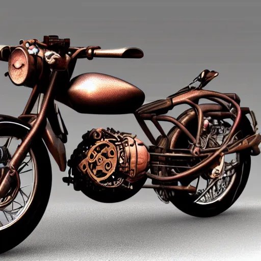 Image similar to akira motorcycle 3 d model, steampunk, 3 d cg, digital art, soft light
