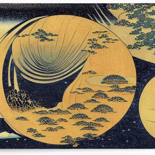 Prompt: the solar system by hokusai