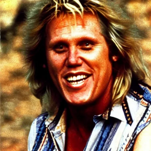 Image similar to gary busey as a hippie from the 7 0 s, photo from the 7 0 s