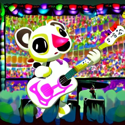 Image similar to K.K Slider concert, colorful realism digital art