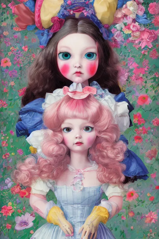 Prompt: Portrait of a doll in alice in wonderland art by Hikari Shimoda, Trending on artstation, artstationHD, artstationHQ, 4k, 8k