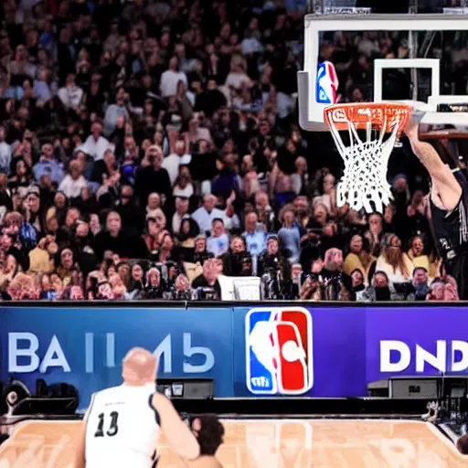 Image similar to photograph of joe biden dunking, highlights of the 2 0 1 9 nba slam dunking contest