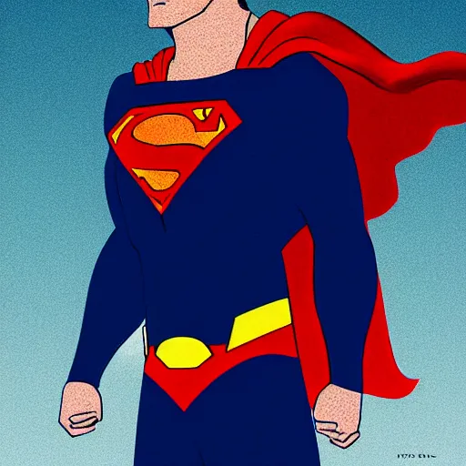 Prompt: Superman with crippling anxiety, unable to be a hero today, digital art by famous artist, 4k