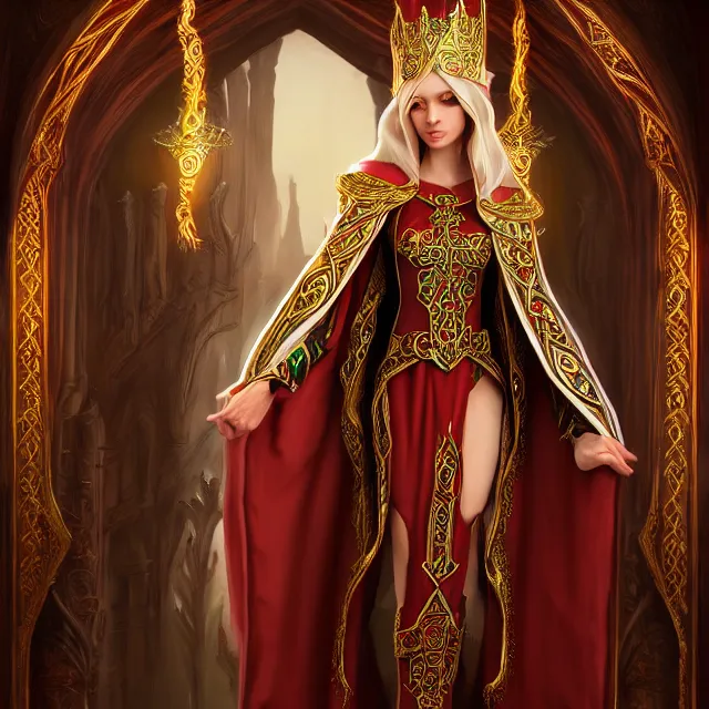 Image similar to beautiful elf queen in ornate robes, highly detailed, 8 k, hdr, award - winning, trending on artstation, anne stokes, photorealistic