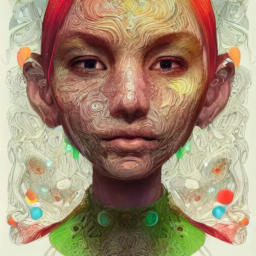 Image similar to the portrait of an unbelievably cute woman partially made of onions of all colors, an ultrafine detailed illustration by james jean, final fantasy, intricate linework, bright colors, behance contest winner, vanitas, angular, altermodern, unreal engine 5 highly rendered, global illumination, radiant light, detailed and intricate environment