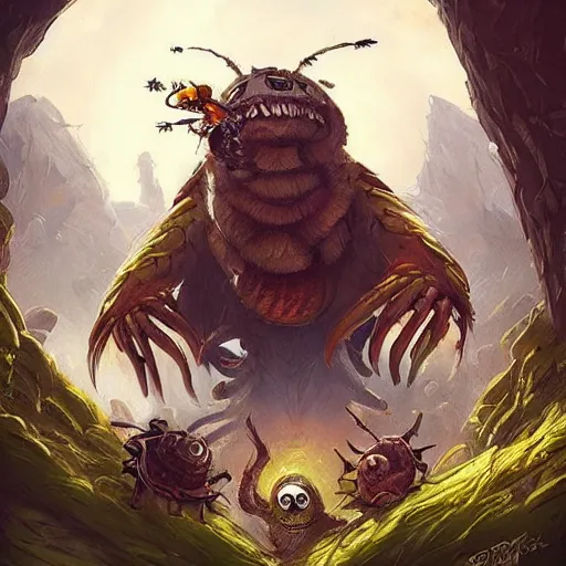 Image similar to mashup of 🐝🪱🐛🦋🐌, mashup monster artwork, epic fantasy style art, by Greg Rutkowski, hearthstone art style, monster artwork