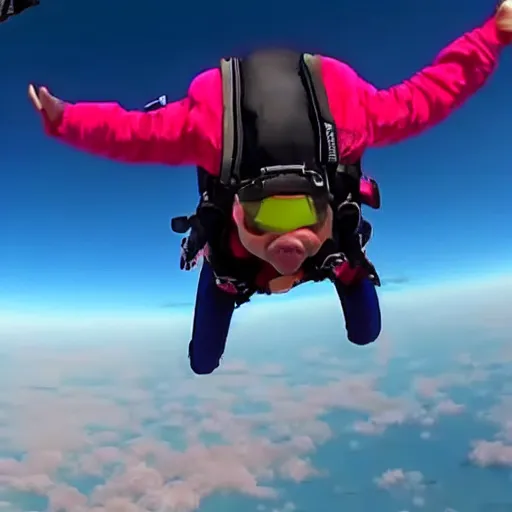 pig skydiving, epic vibrant gopro footage, Stable Diffusion OpenArt