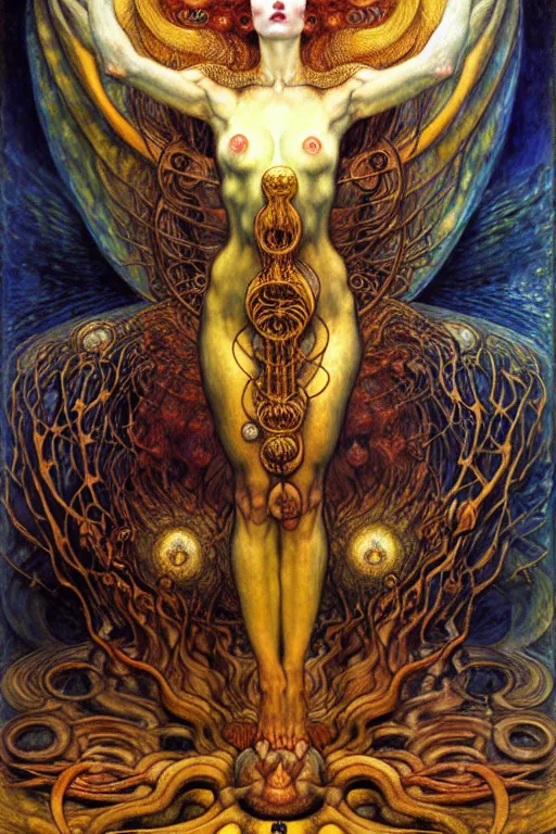 Image similar to Divine Chaos Engine by Karol Bak, Jean Delville, William Blake, Gustav Klimt, and Vincent Van Gogh, symbolist, visionary