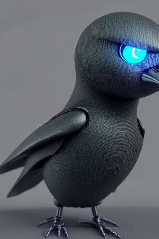 Image similar to high quality 3 d render very cute cyborg crow! next to microphone!, cyberpunk highly detailed, unreal engine cinematic smooth, in the style of blade runner & detective pikachu, hannah yata charlie immer, moody light, low angle, uhd 8 k, sharp focus