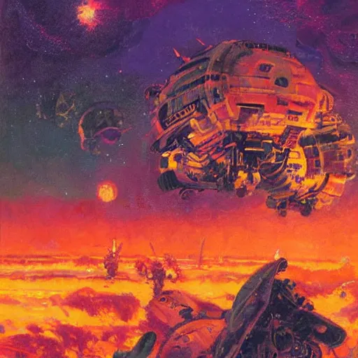 Image similar to illustration by paul lehr, james gurney and bruce penningtonn