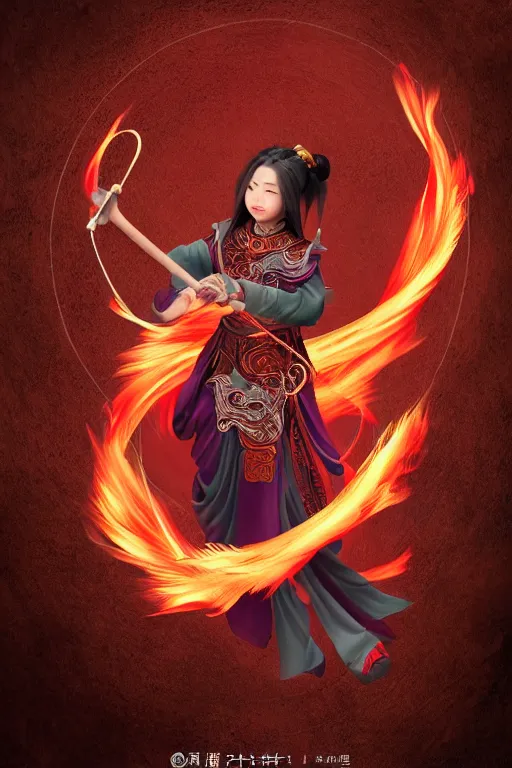 Image similar to nezha flies around swiftly on his wind flame circles, chinese mythology, top view, cinematic, fantasy character portrait, highly detailed, by new gods : nezha reborn, nezha : birth of the demon child,