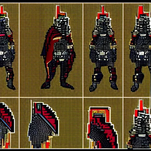 Image similar to Sprite sheet for a character that looks like a knight, 8-bit style, wearing armor, HDR, 4k, 8k