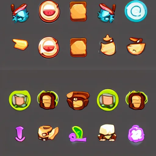 Image similar to cute chubby icons for mobile game ui