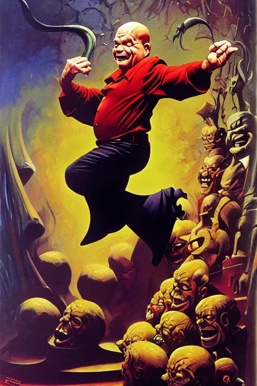 Prompt: don rickles as a wizard, fantasy oil painting by tim hildebrandt and wally wood and frank frazetta, gestural paint strokes