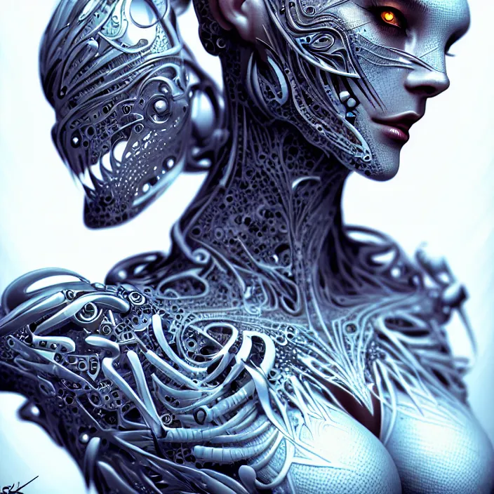 Image similar to organic cyborg, diffuse lighting, fantasy, intricate, elegant, highly detailed, lifelike, photorealistic, digital painting, artstation, illustration, concept art, smooth, sharp focus, art by skunkyfly