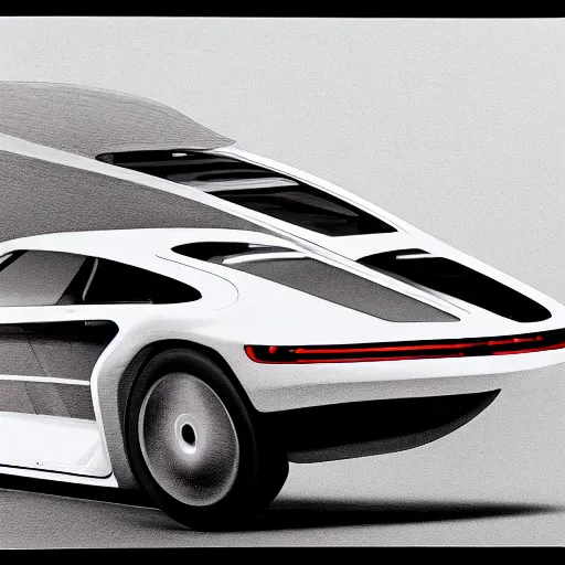 Image similar to photo of porsche spaceship, highly detailed, realistic shaded lighting, designed by syd mead, 8 k