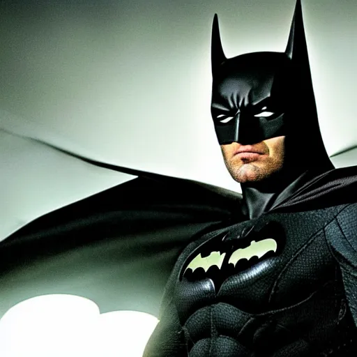 Prompt: still of florentino perez as batman without mask in batman the dark knight ( 2 0 0 8 )