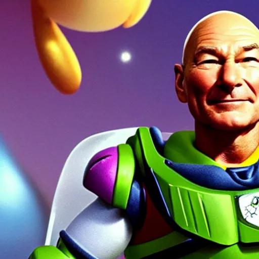 Image similar to patrick stewart as the real buzz lightyear