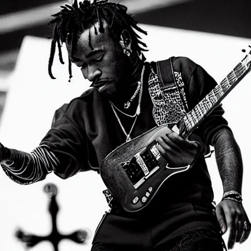 Prompt: lil uzi vert, performing at live aid, photorealistic, black and white, hyper detailed —height 1024 —width 1024