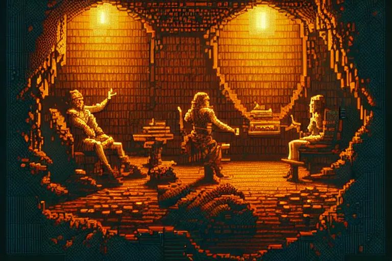 Image similar to the bard's tale, beautiful detailed pixelart by albertov, intricate details, beautiful, dithered gradients, volumetric lighting, cgsociety, artstation, smooth, sharp focus, 2 d illustration, amazing art by dan mumford