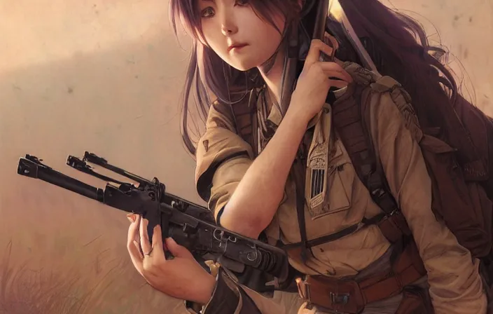 Prompt: war movie scene, infantry girl, anime style, long hair, hair down, symmetrical facial features, shot wounds, wallpaper, from girls frontline, hyper realistic, pale skin, rule of thirds, extreme detail, detailed drawing, trending artstation, hd, trading card, by alphonse mucha, greg rutkowski, backlit