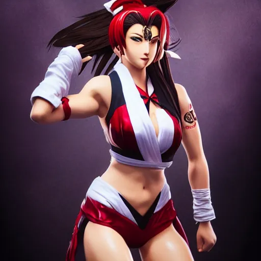 Prompt: Epic and beautiful Movie poster of Mai Shiranui from King of Fighters, studio photography, cinematic lighting, photorealism, highly detailed and intricate, HDR 8k