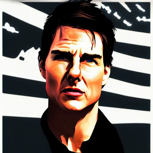 Prompt: Tom Cruise GTA artwork