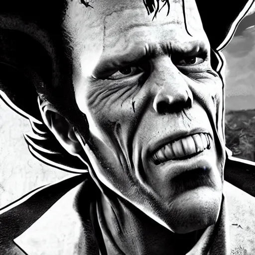 Image similar to Tom Waits as a character in the Fallout 4 video game