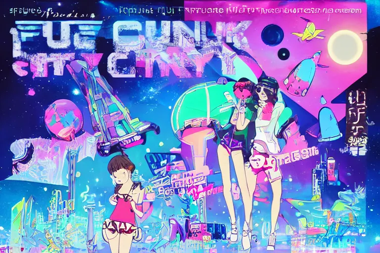 Image similar to future funk space city