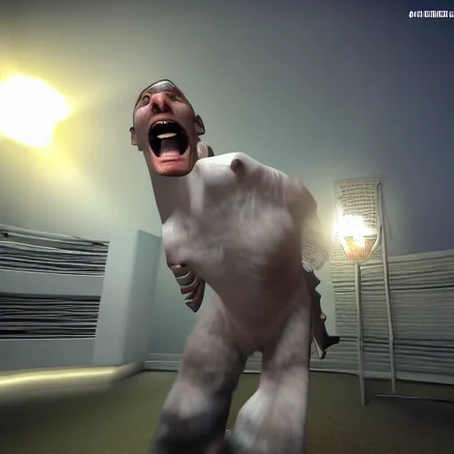 Image similar to jerma 3 4 5 1 screaming, realistic, hdr, clear image, hdd, dynamic lighting,